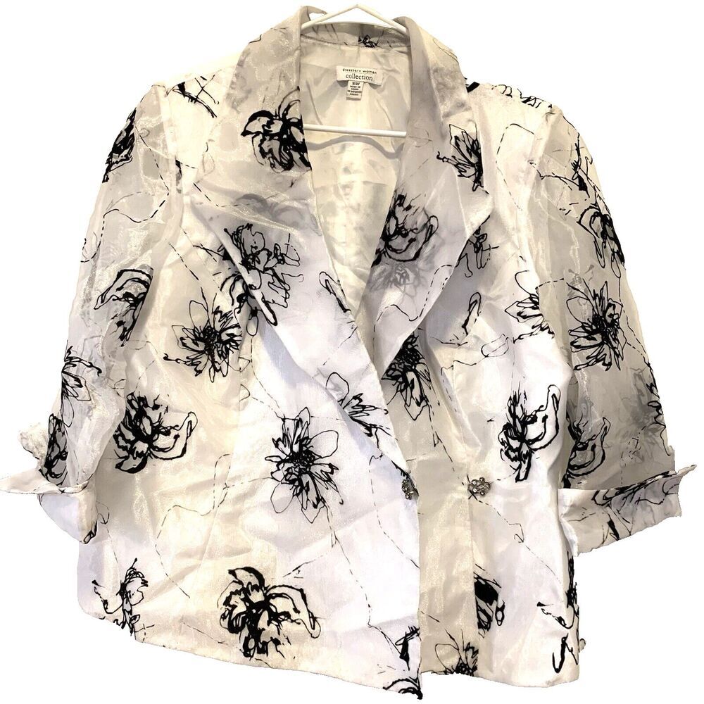 Dress Barn Formal Top Womens 16W Embroidered Floral Sheer Brocade Lined Formal
